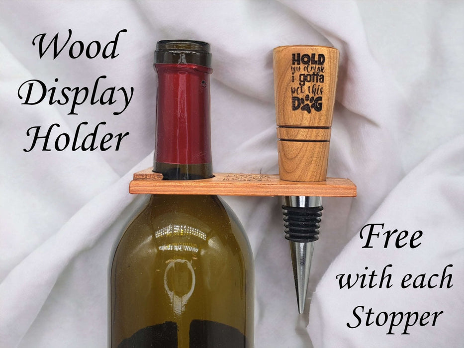 Cherry Bottle Stopper with Engraved "Hold My Drink..." Slate Coaster Set - DogPound Creations