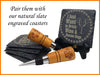 Cherry Bottle Stopper with Engraved "Rescue Dogs..." Slate Coaster Set - DogPound Creations