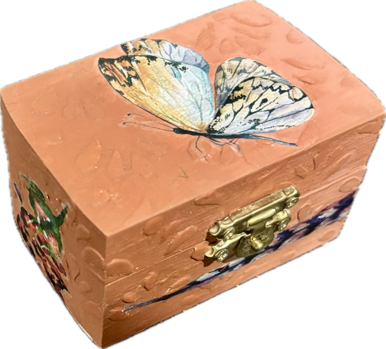 Orange Handpainted Wooden Trinket Box