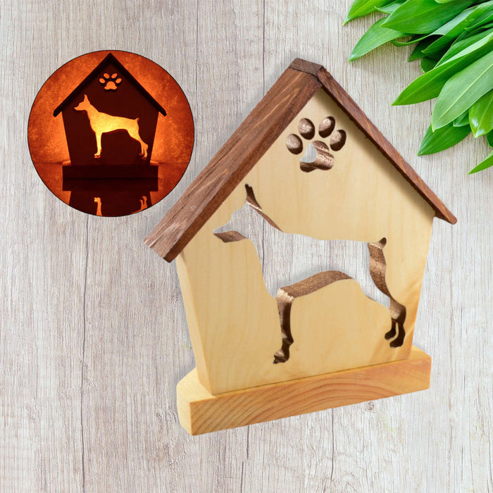 DOBERMAN Personalized Dog Memorial Gift | Doghouse LED Tealight - DogPound Creations