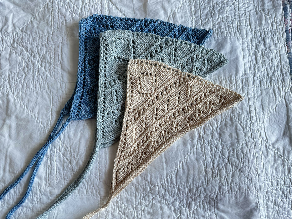 Hand knit bandana head scarf