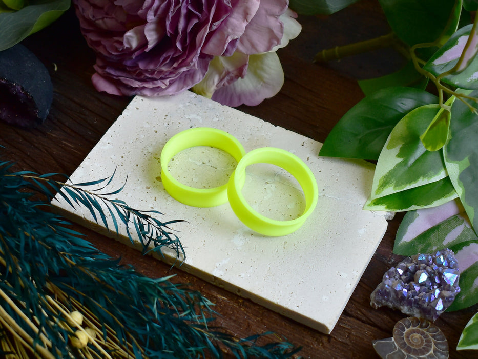 Ear Tunnels 10-100mm Neon Yellow | Pair | Ultra Light Thin-wall Ear Plugs | Gauge Earrings | Gauged Plugs