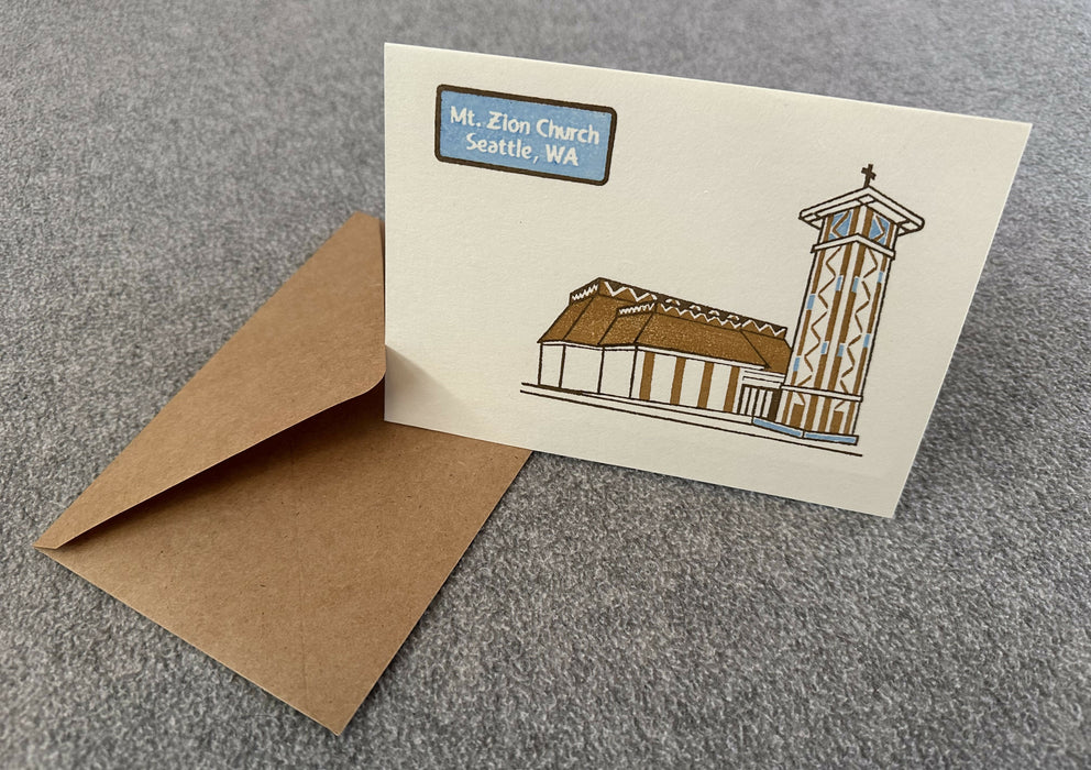 Woodblock print card - Mt. Zion Church