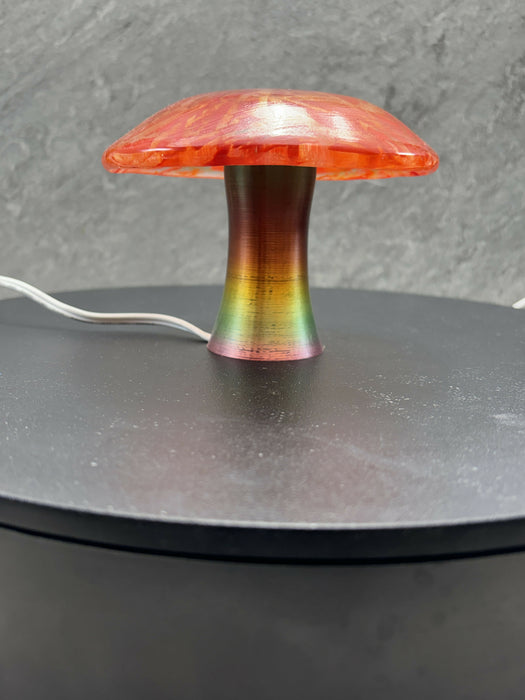 Fused Glass Mushroom Light - Red, Orange, Pink