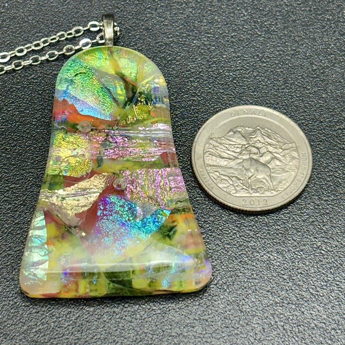 Fused Dichroic Glass Pendent - Collage of colors…