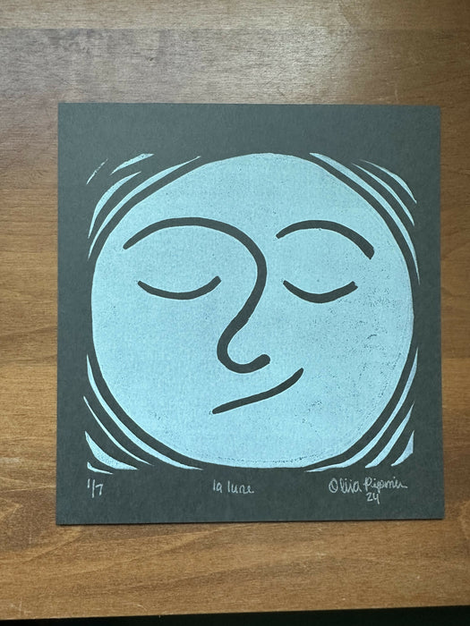 "la lune" - block print