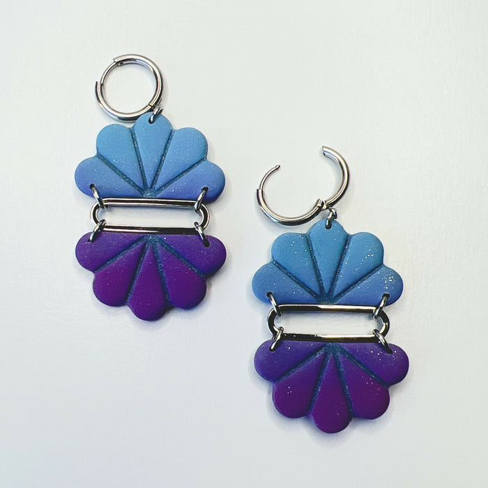 Floral Fan Dangle Earrings – Handmade Polymer Clay