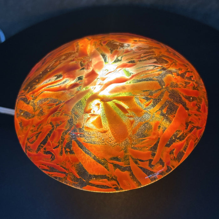 Fused Glass Mushroom Light - Red, Orange, Pink