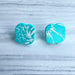 Earrings Aqua Scalloped Square Stud Earrings