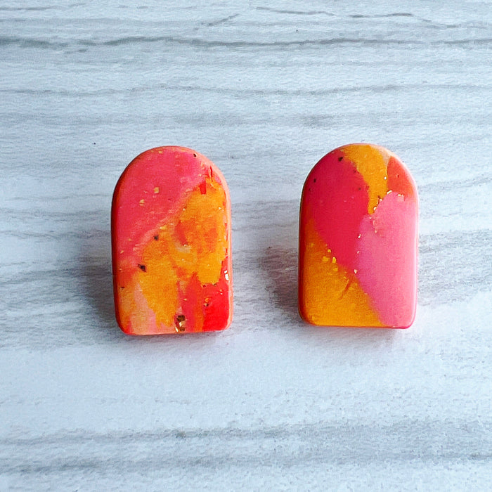 Earrings Sunrise Curved Rectangle Stud Earrings