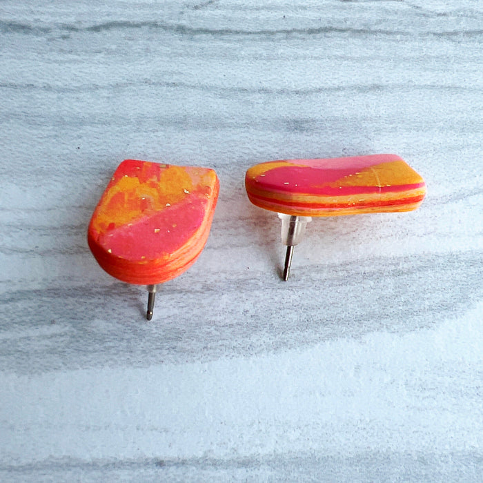 Earrings Sunrise Curved Rectangle Stud Earrings