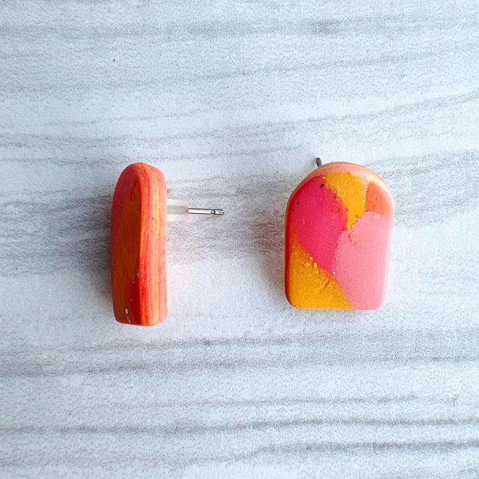 Earrings Sunrise Curved Rectangle Stud Earrings