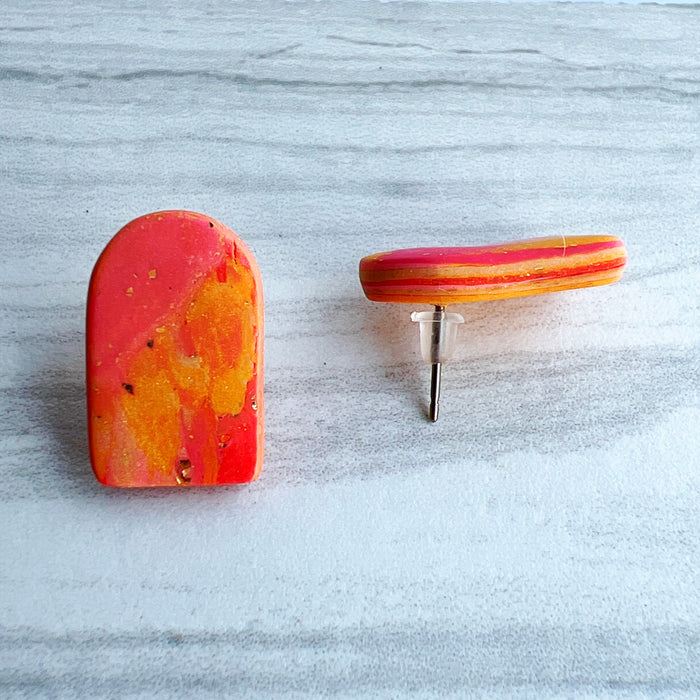 Earrings Sunrise Curved Rectangle Stud Earrings