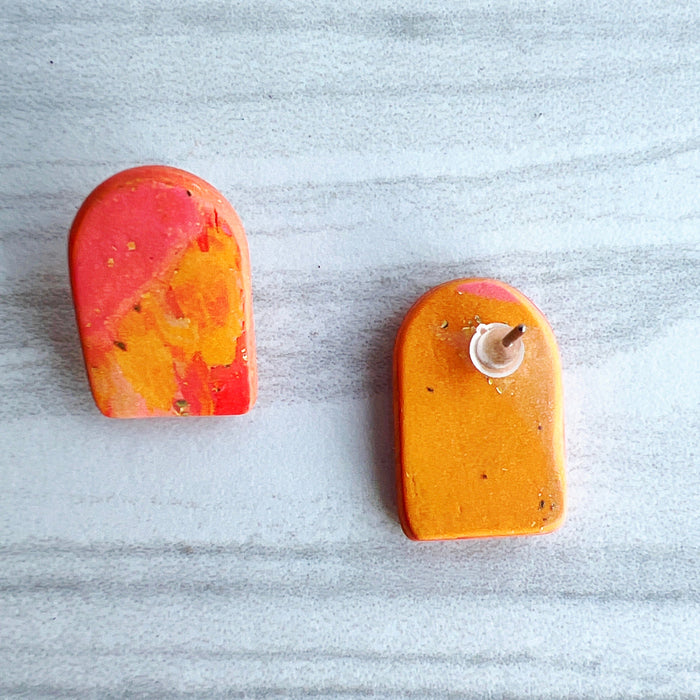 Earrings Sunrise Curved Rectangle Stud Earrings