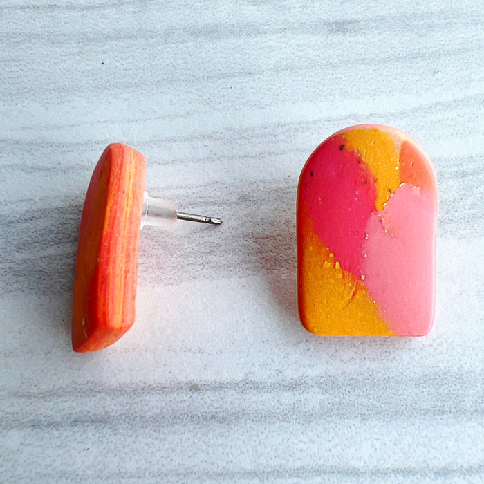 Earrings Sunrise Curved Rectangle Stud Earrings