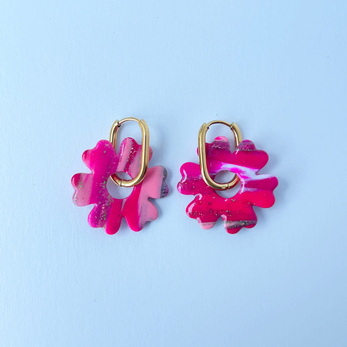 Earrings 2-in-1 Flower Charm Hoop Earrings