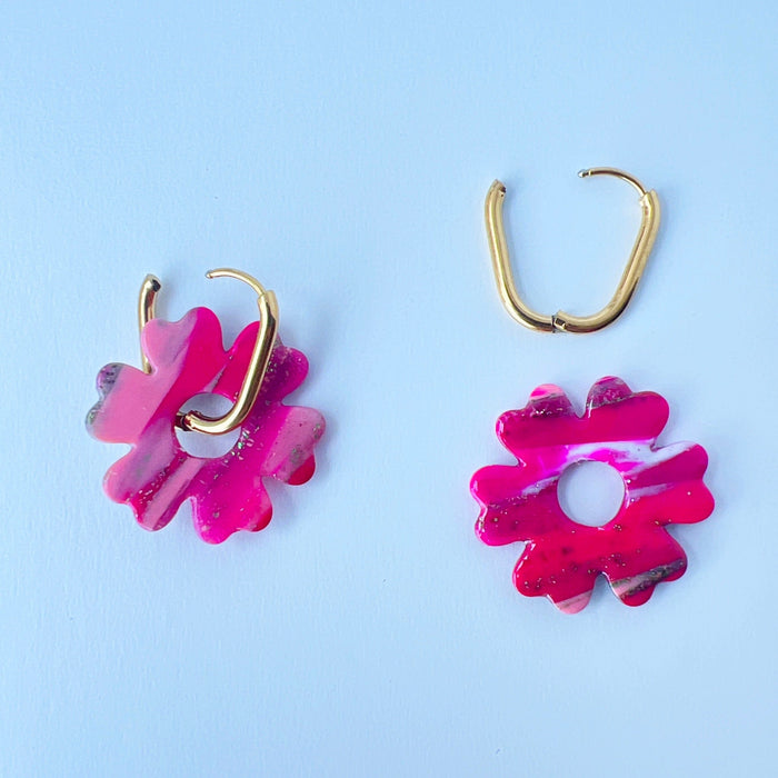 Earrings 2-in-1 Flower Charm Hoop Earrings
