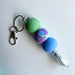 Keychains Marbled Green/Purple/Pink/Blue Beaded Clay Keychain with Ribbon, Lobster Claw, Swivel Hook