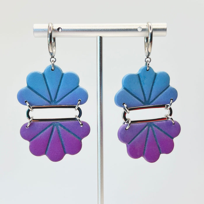 Earrings Blue & Purple Ombre Shell Dangle Earrings