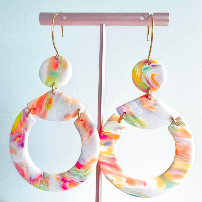 Earrings Bold Circle & Triangle Dangle Earrings – Geometric Design by Emaloe's Thingys