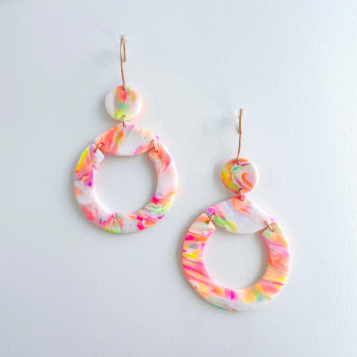 Earrings Bold Circle & Triangle Dangle Earrings – Geometric Design by Emaloe's Thingys