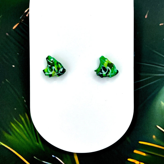 Earrings Camouflage Frog Stud Earrings – Titanium Posts