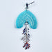 Earrings Ciela - Aqua Shimmering Lined Arches with Silver CZ Leaf Charm Earrings