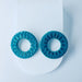 Earrings Shimmering Teal Circle Cutout Stud Earrings – Handmade Polymer Clay
