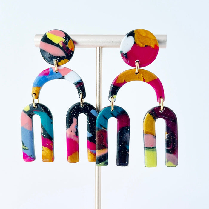 Earrings Color Cascade Earrings – Funky Clay Arches