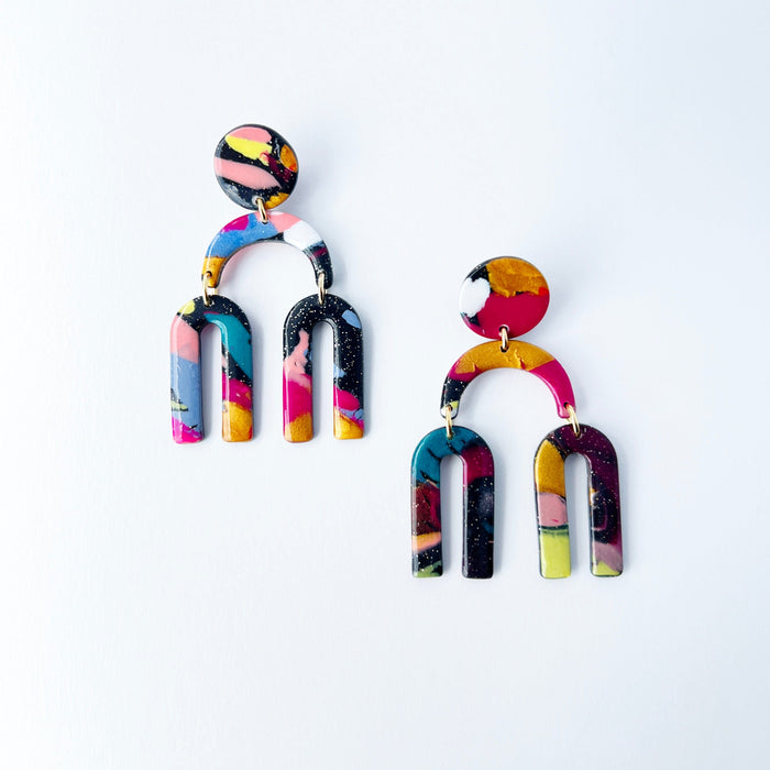Earrings Color Cascade Earrings – Funky Clay Arches