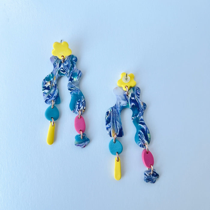 Earrings Color Pop Squiggle Dangle Earrings –Funky Polymer Clay
