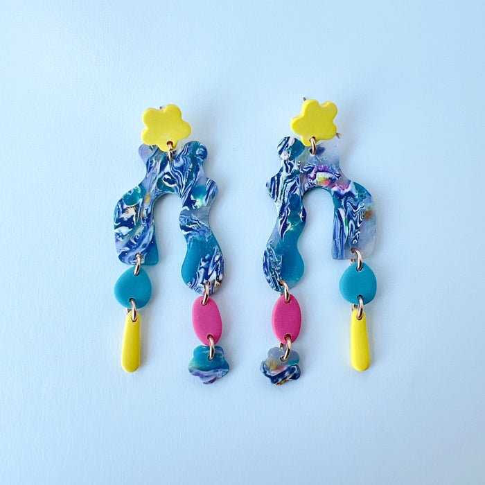 Earrings Color Pop Squiggle Dangle Earrings –Funky Polymer Clay