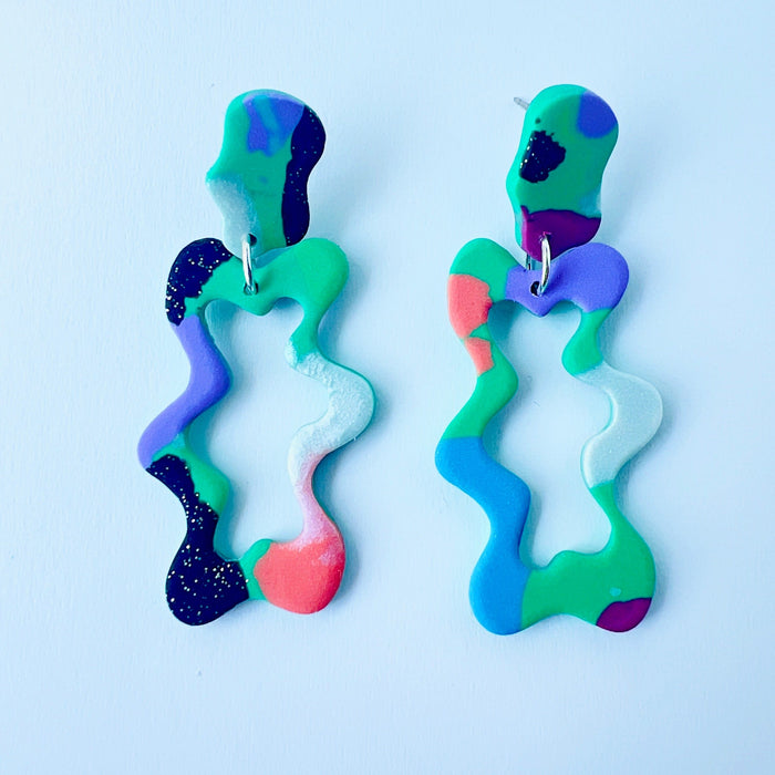 Earrings Colorblock Squiggle Earrings