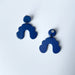 Earrings Denim Blue & Black Polka Dot Arch Earrings