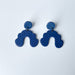 Earrings Denim Blue & Black Polka Dot Arch Earrings