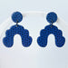 Earrings Denim Blue & Black Polka Dot Arch Earrings