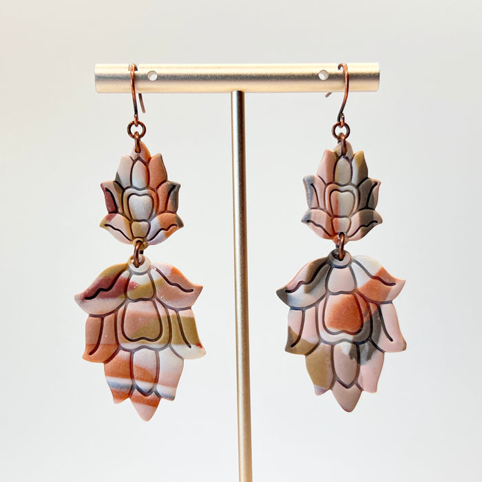 Earrings Earthy Lotus Dangle Earrings
