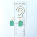 Earrings Gold & Green Rectangle Earrings with Embossed Succulent Pattern