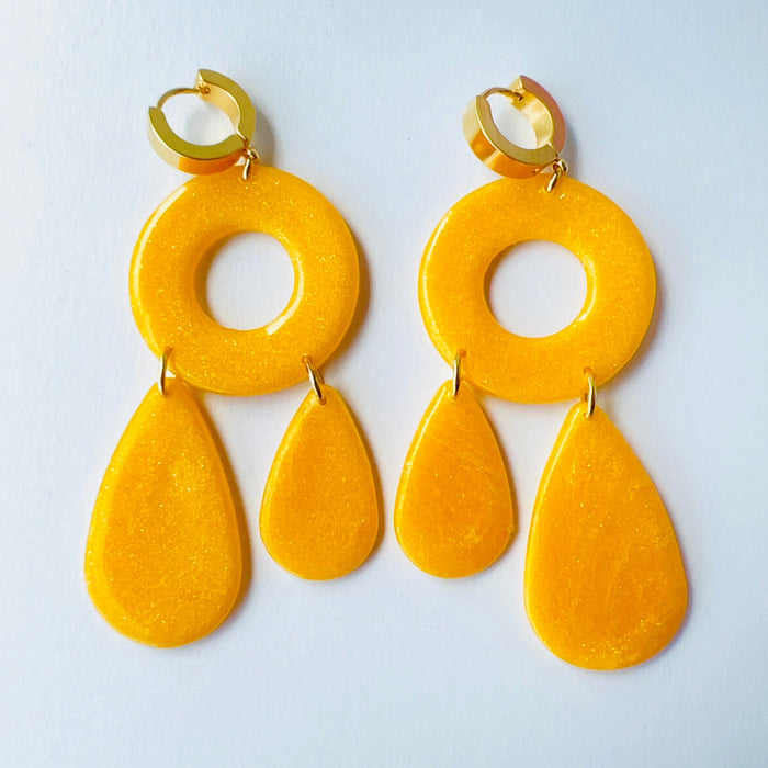 Earrings Golden Drop Hoop Earrings