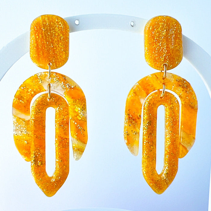 Earrings Golden Glitter Geometric Earrings