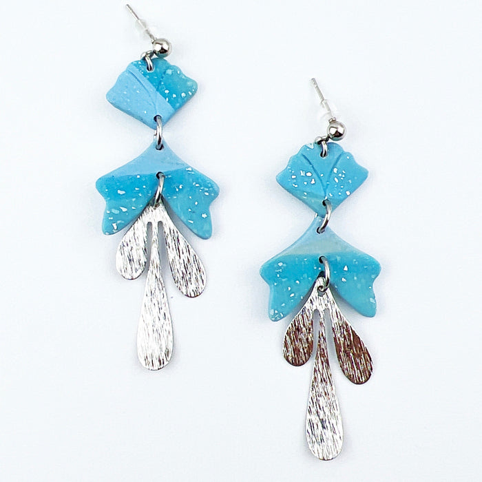 Earrings Inanna - Blue & Silver Floral Inspired Earrings