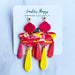 Earrings Kira - Magenta, Pink, Tan & Yellow Dangle Earrings