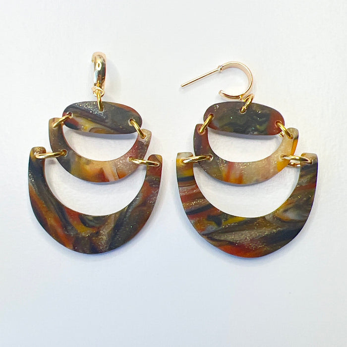 Earrings Layered Arch Clay Earrings – Gold Half Hoop Statement Jewelry
