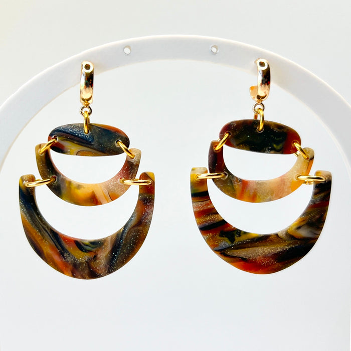 Earrings Layered Arch Clay Earrings – Gold Half Hoop Statement Jewelry