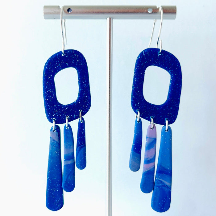 Earrings Midnight Galaxy Drop Earrings – Handmade Polymer Clay