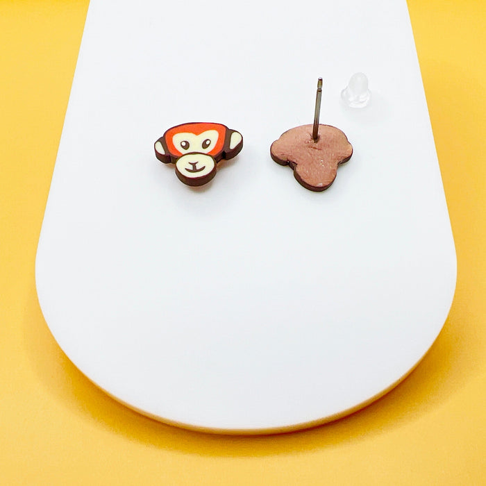 Earrings Titanium Monkey Stud Earrings – Titanium or Plastic Posts