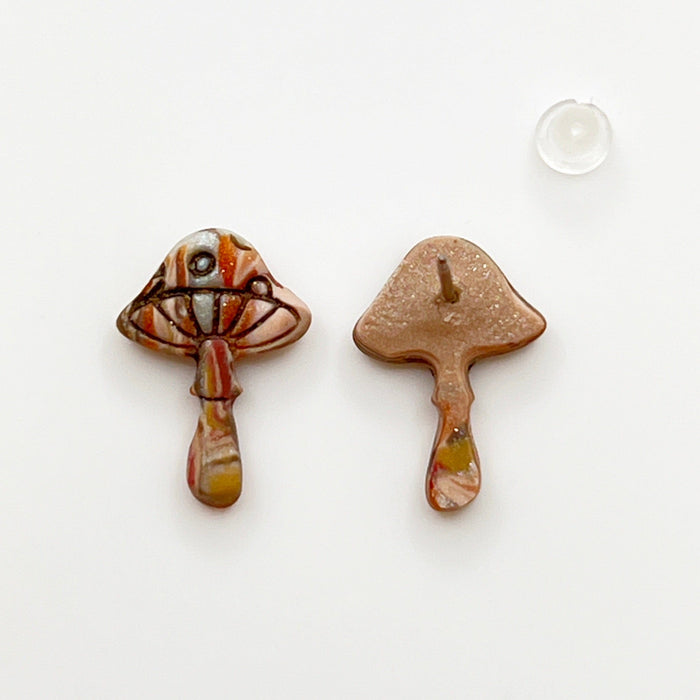 Earrings Mushroom Polymer Stud Earrings - Titanium Posts