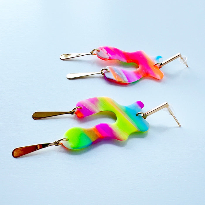 Earrings Neon Blob Drop Earrings – Funky Handmade Polymer Clay Brilliance