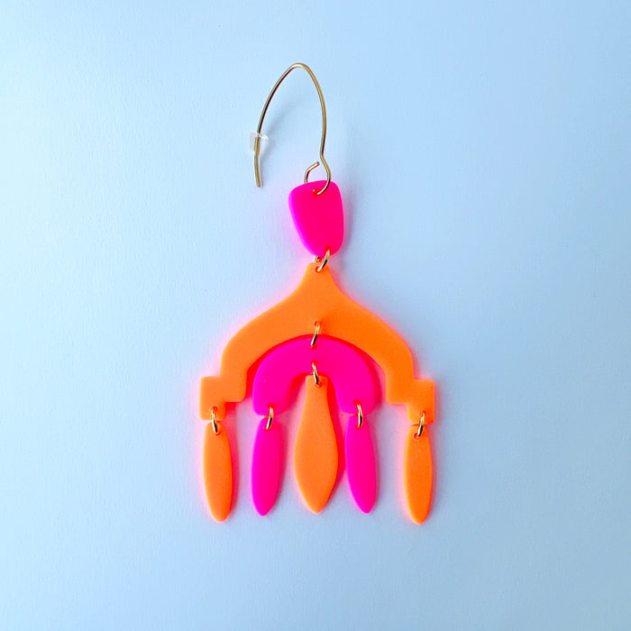 Earrings Neon Chandelier Earrings – Statement Polymer Clay Brilliance