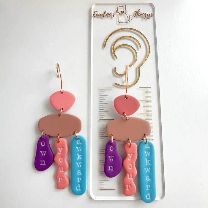 Earrings Coral | Sand | Blue | Purple Own Your Awkward Earrings – Emaloe’s Thingys | Clay Dangle Earrings